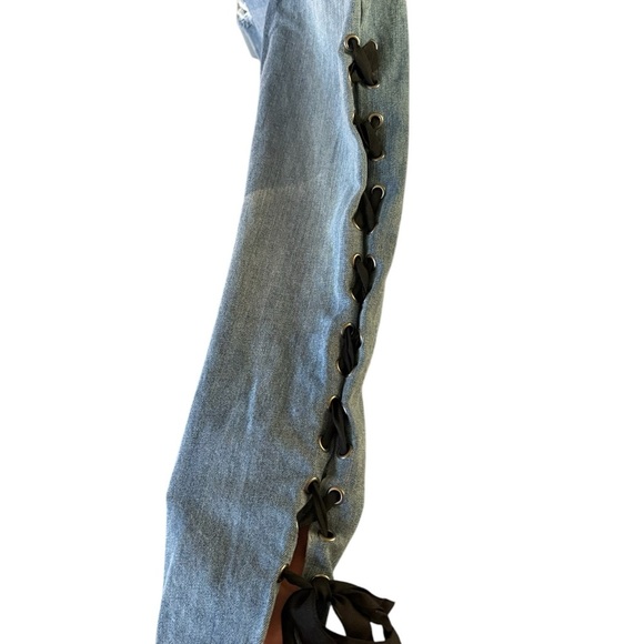 Rewash Blue Jeans with Black Lace Detailing - Picture 4 of 5